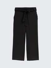 High Waist Culotte Hose mit Bindegürtel - deep black - Vorder-Produkt-Ansicht