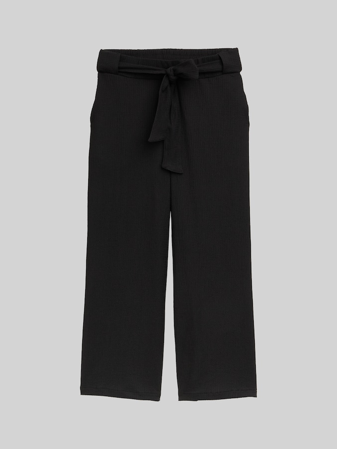 High Waist Culotte Hose mit Bindegürtel von Denim Female, deep black