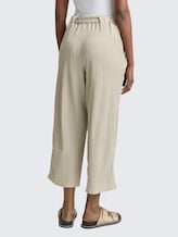High Waist Culotte Hose mit Bindegürtel - vertical green white stripe - Auschnitt Model-Rückansicht