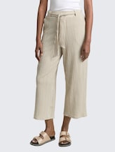 High Waist Culotte Hose mit Bindegürtel - vertical green white stripe - Ausschnitt Model-Vorderansicht