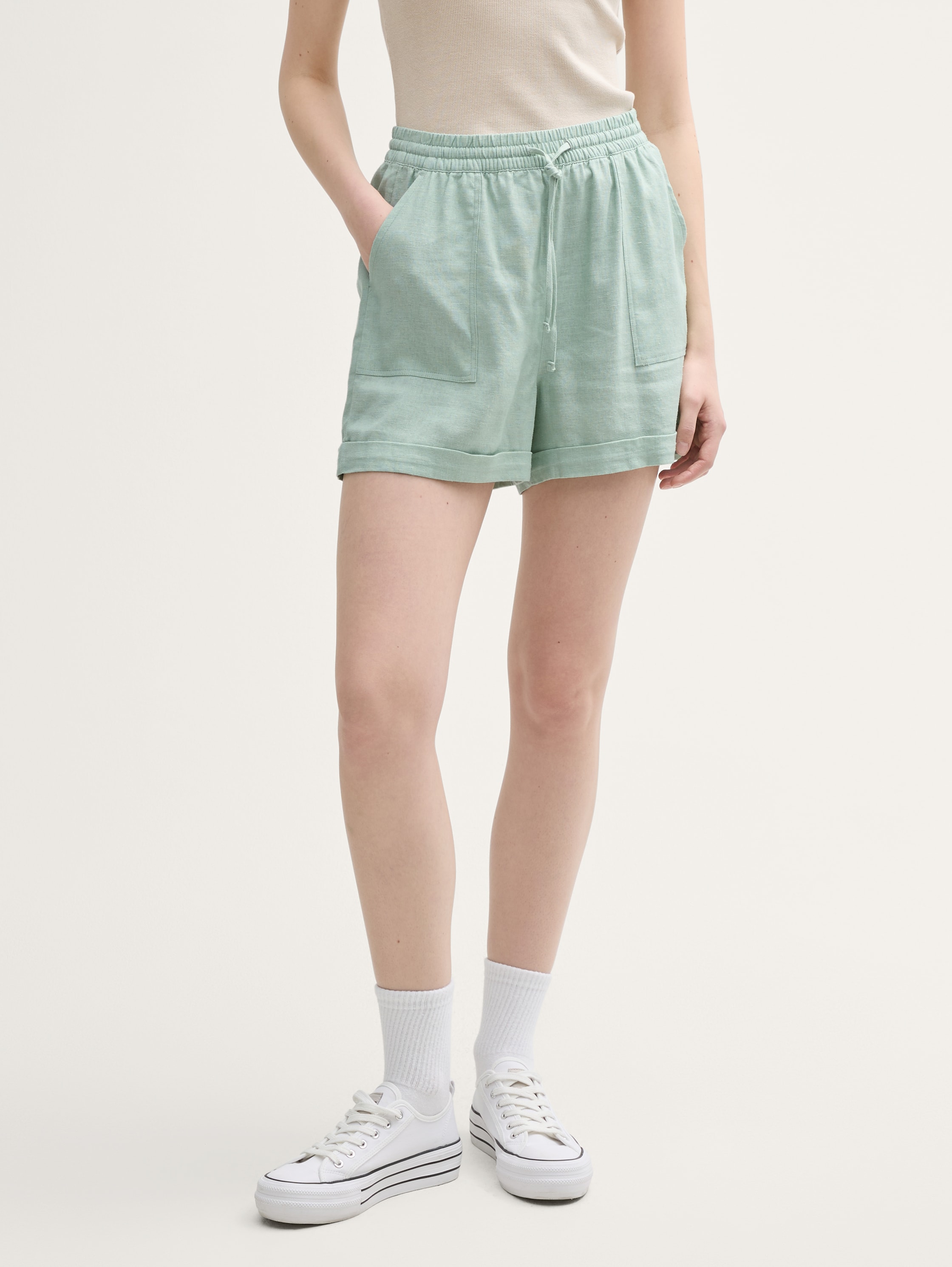 Relaxed Shorts mit Leinenanteil - fresh_mint_green - 