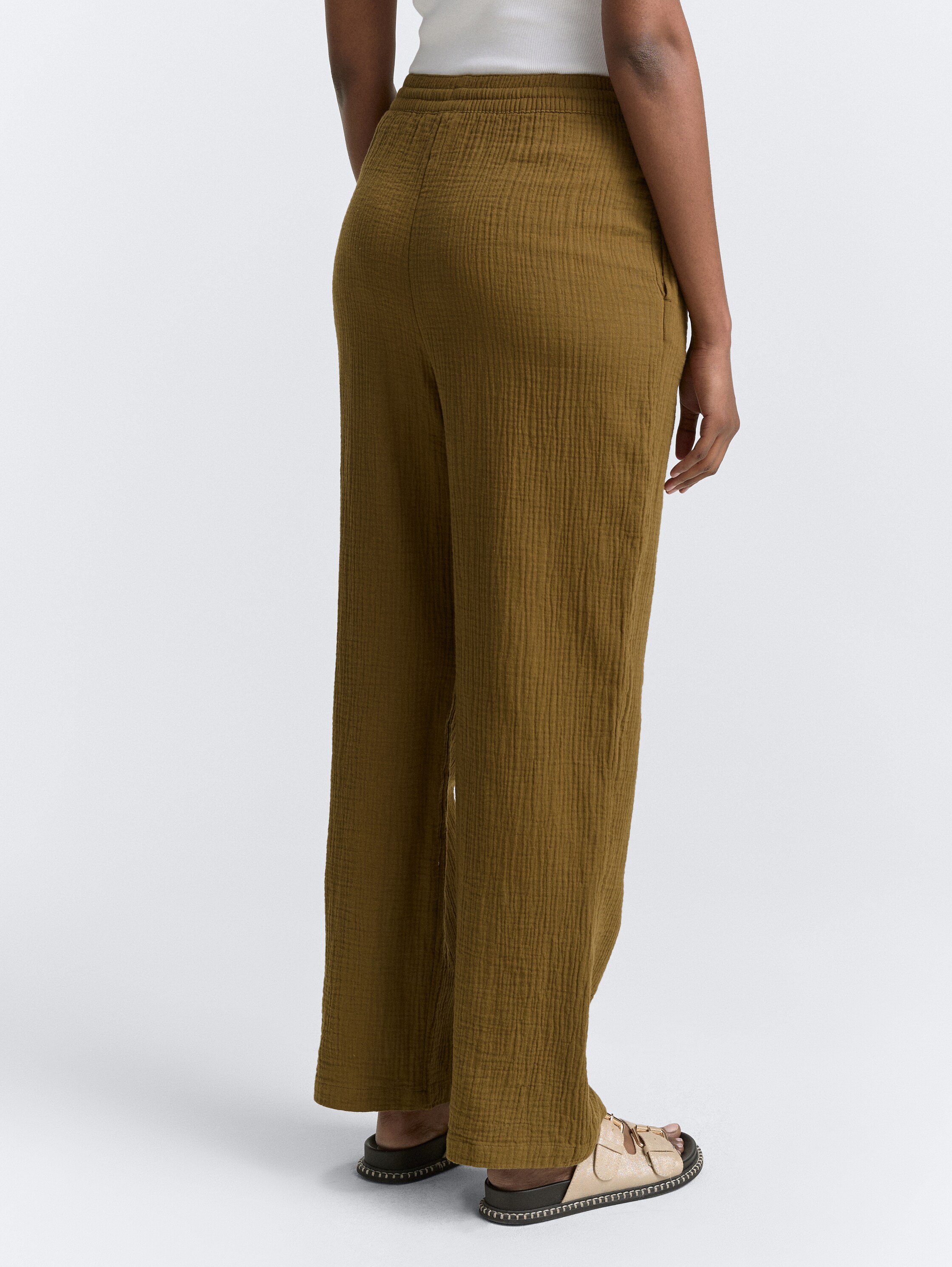 Musselin Straight Hose - golden_olive_green - 