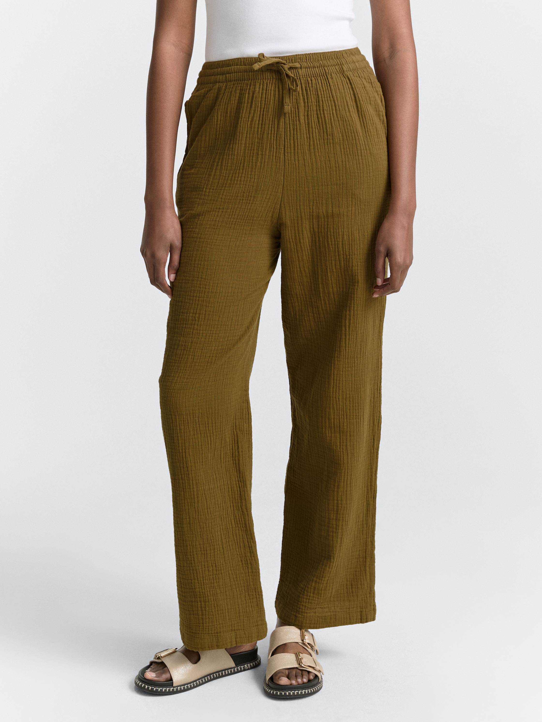 Musselin Straight Hose - golden_olive_green - 