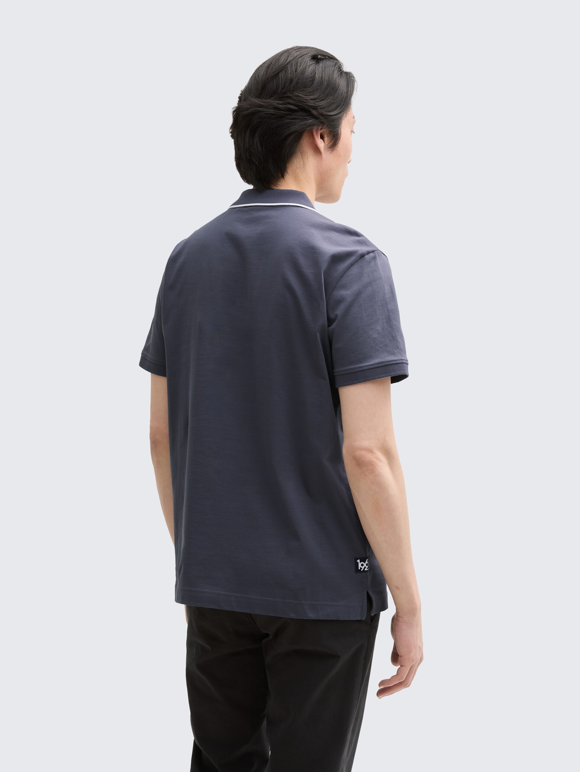 Piqué Poloshirt mit Print - Blueish Grey