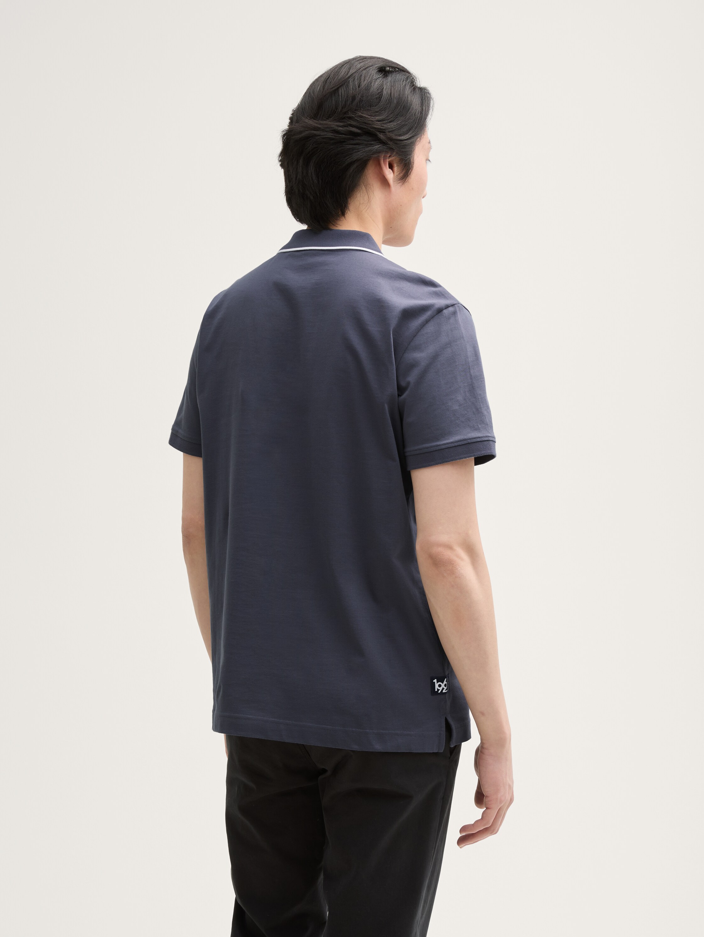 Piqué Poloshirt mit Print - blueish_grey - 