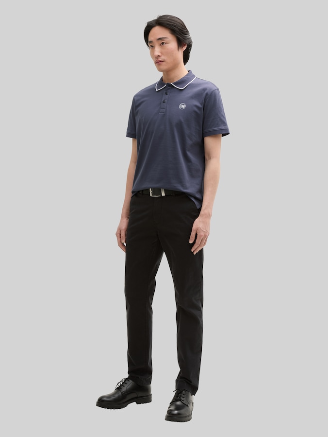 Piqué polo met print door Men, Blueish Grey