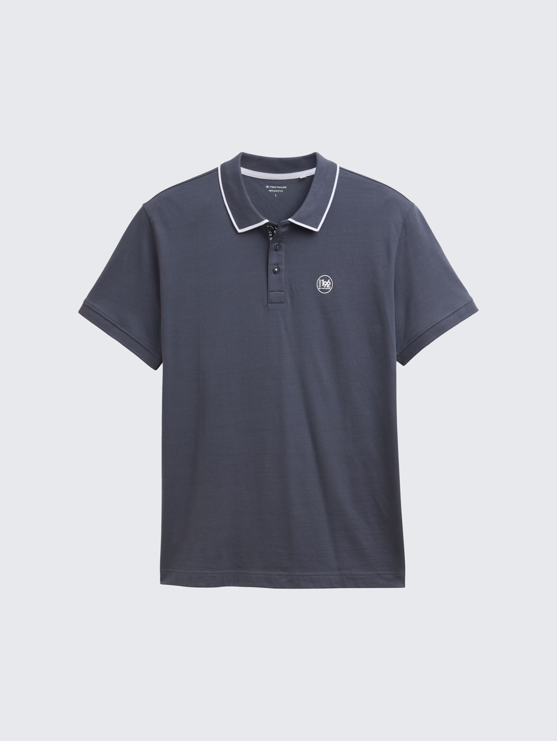 Piqué Poloshirt mit Print - Blueish Grey