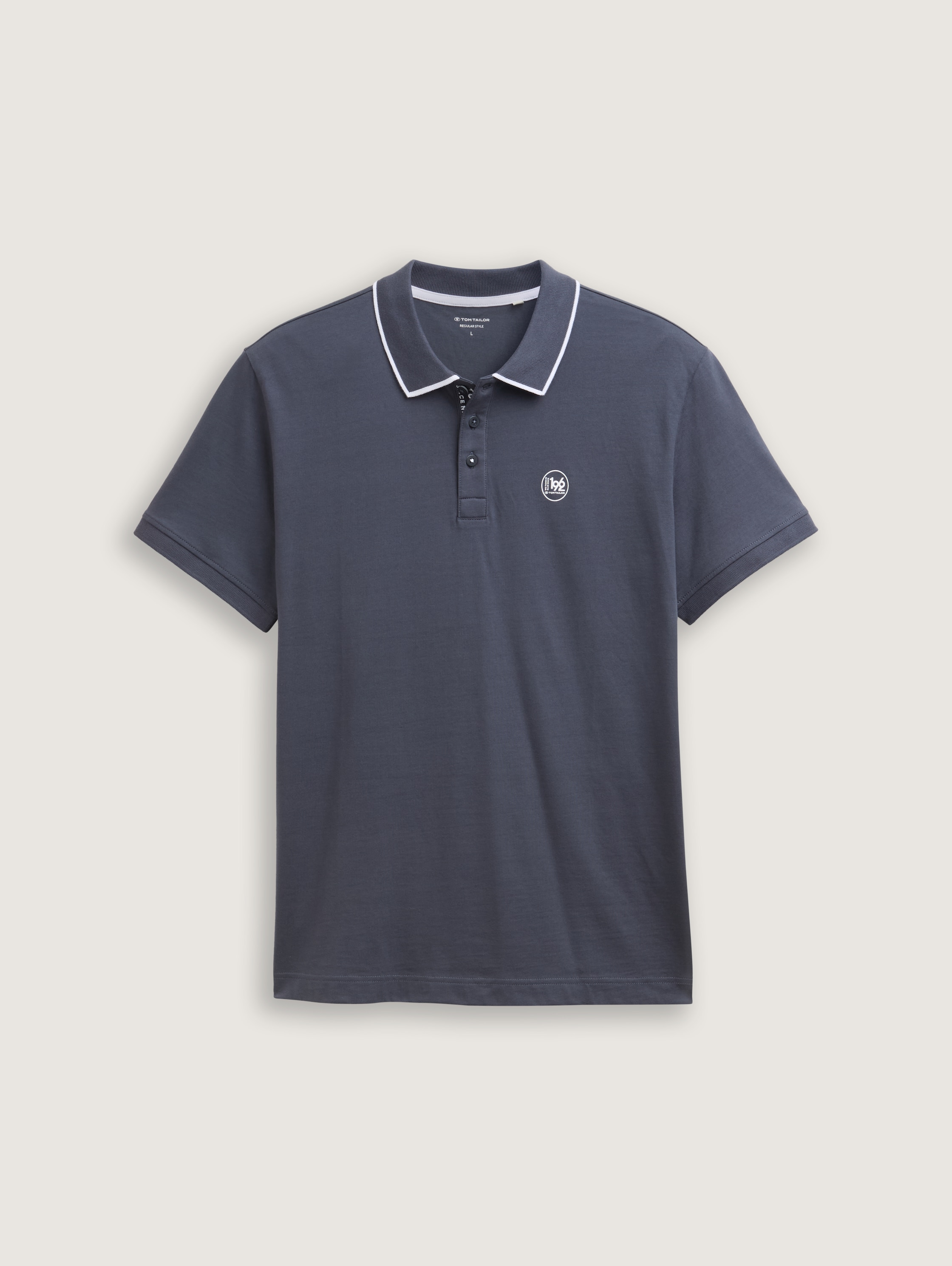 Piqué Poloshirt mit Print - blueish_grey - 