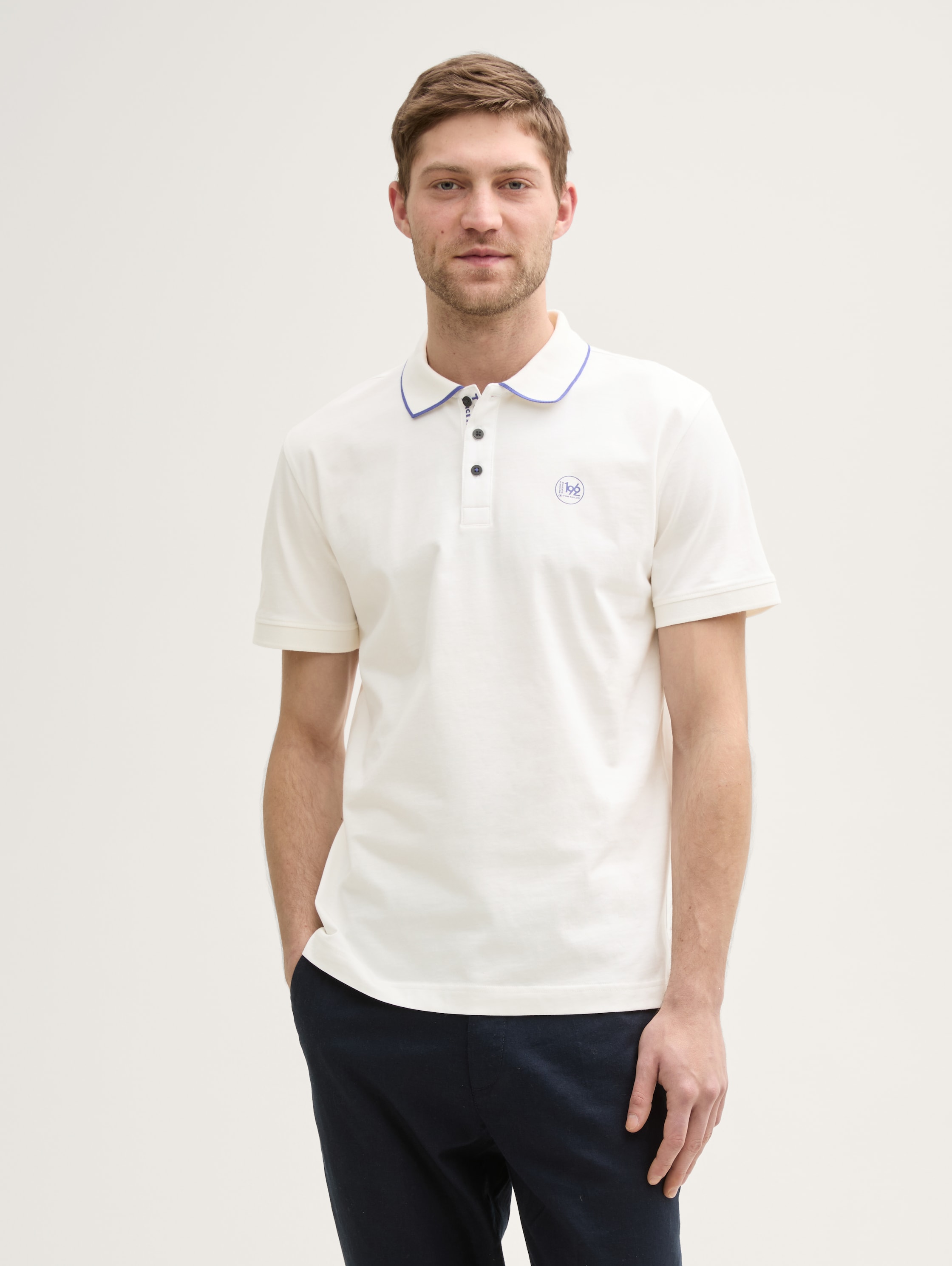 Piqué Poloshirt mit Print - off_white_1 - 
