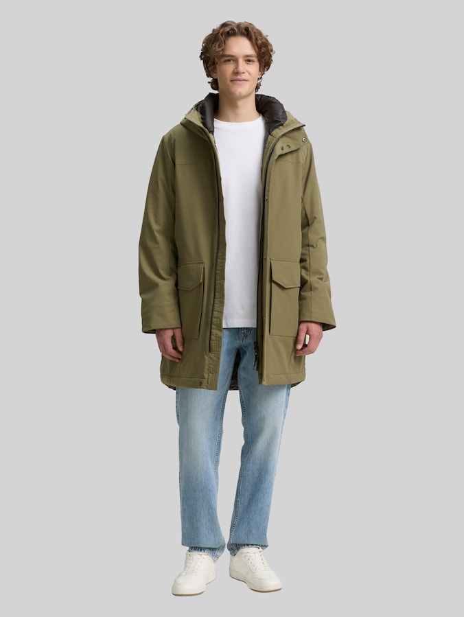 Parka with water-repellent function by Denim Male, jungle soil green