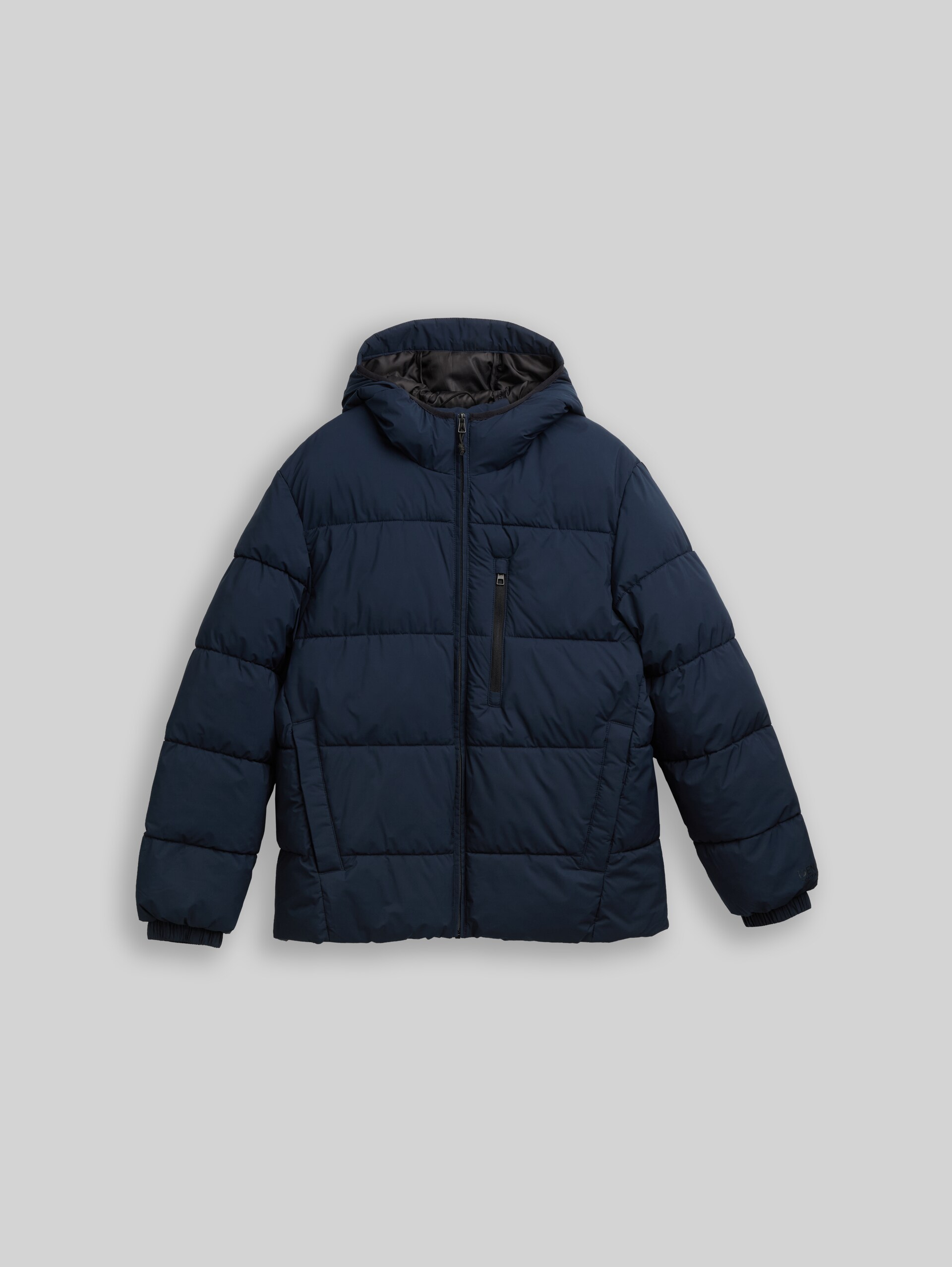 Lightweight puffer jacket with hood - sky captain blue - Front product view