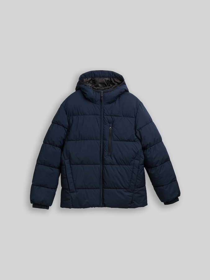 Lightweight puffer jacket with hood by Denim Male, sky captain blue