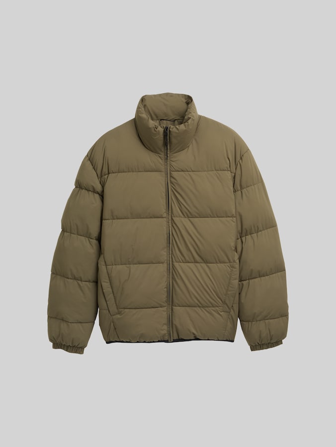 Lichtgewicht pufferjack met opstaande kraag door Denim Male, jungle soil green