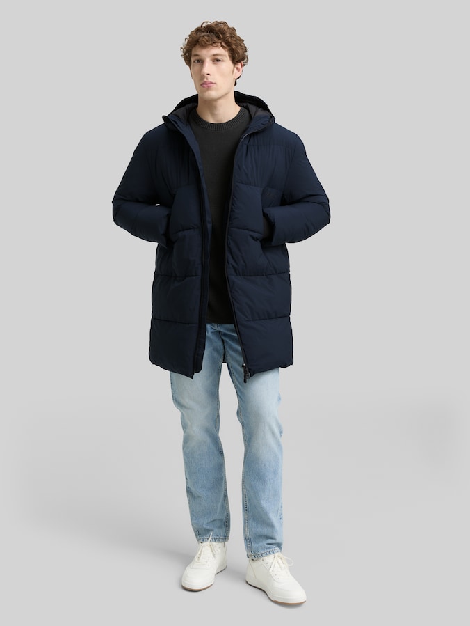 Puffer parka with hood by Denim Male, sky captain blue