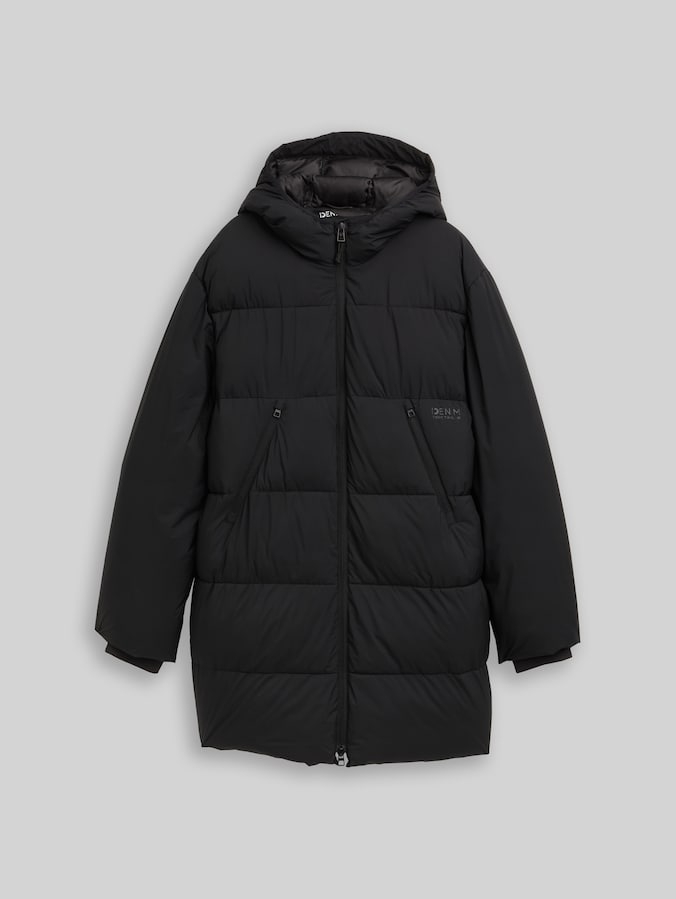 Puffer parka with hood by Denim Male, Black