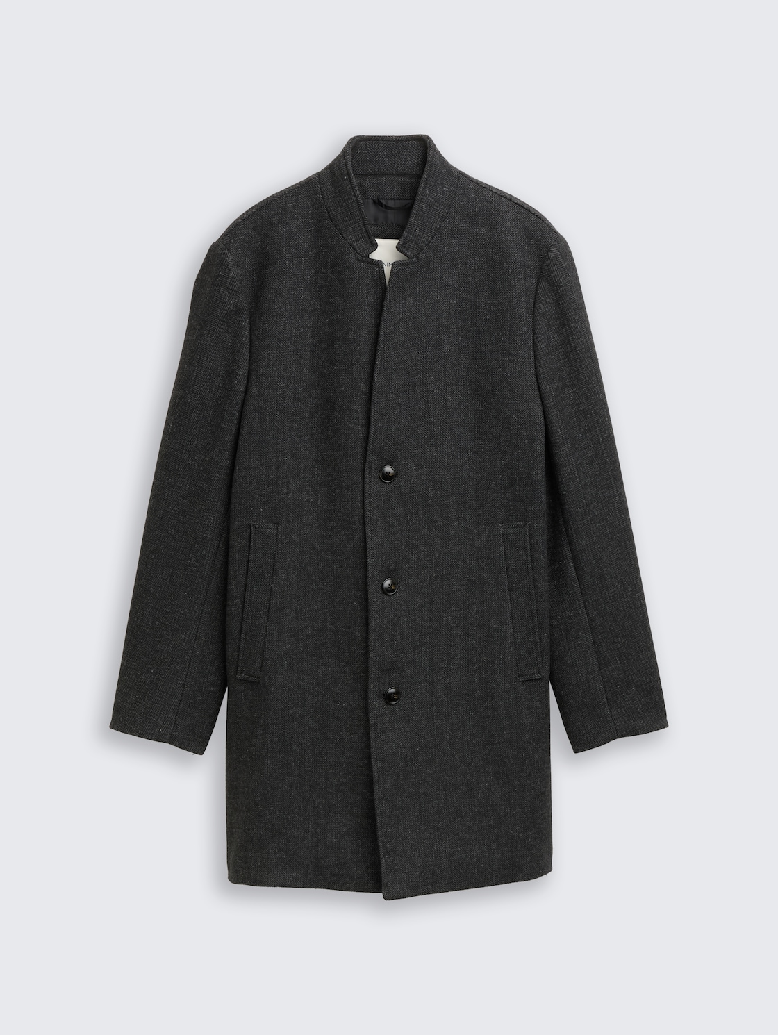 Wollmantel mit Stehkragen - grey big herringbone optic - Vorder-Produkt-Ansicht