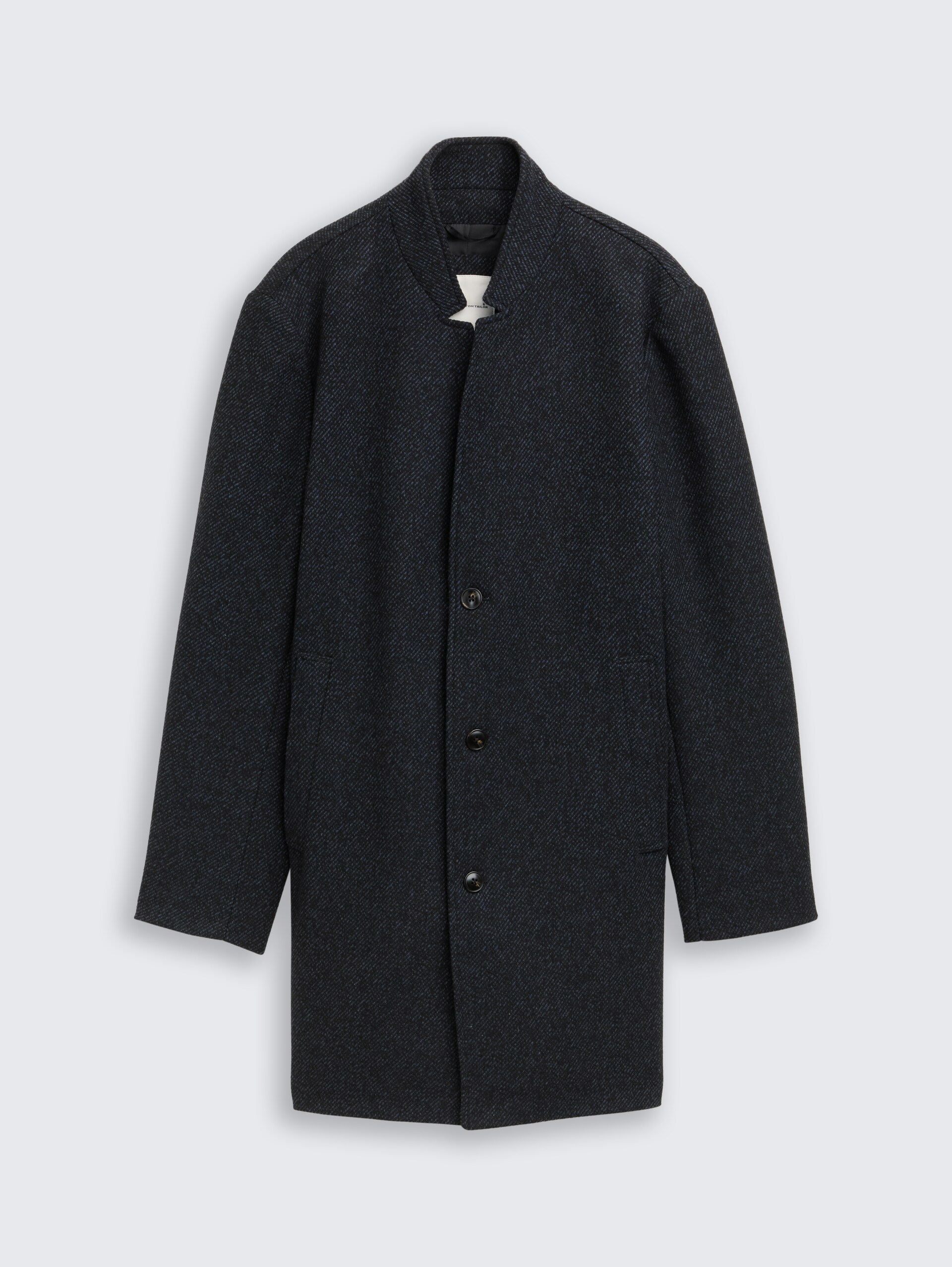 Wollmantel mit Stehkragen - black navy twill - Vorder-Produkt-Ansicht