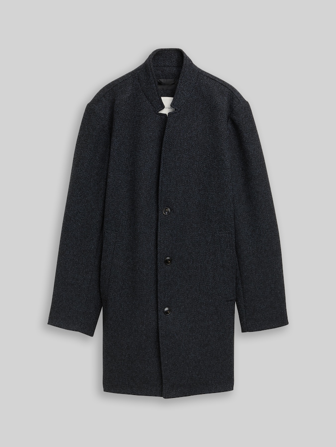 Wollmantel mit Stehkragen von Denim Male, black navy twill