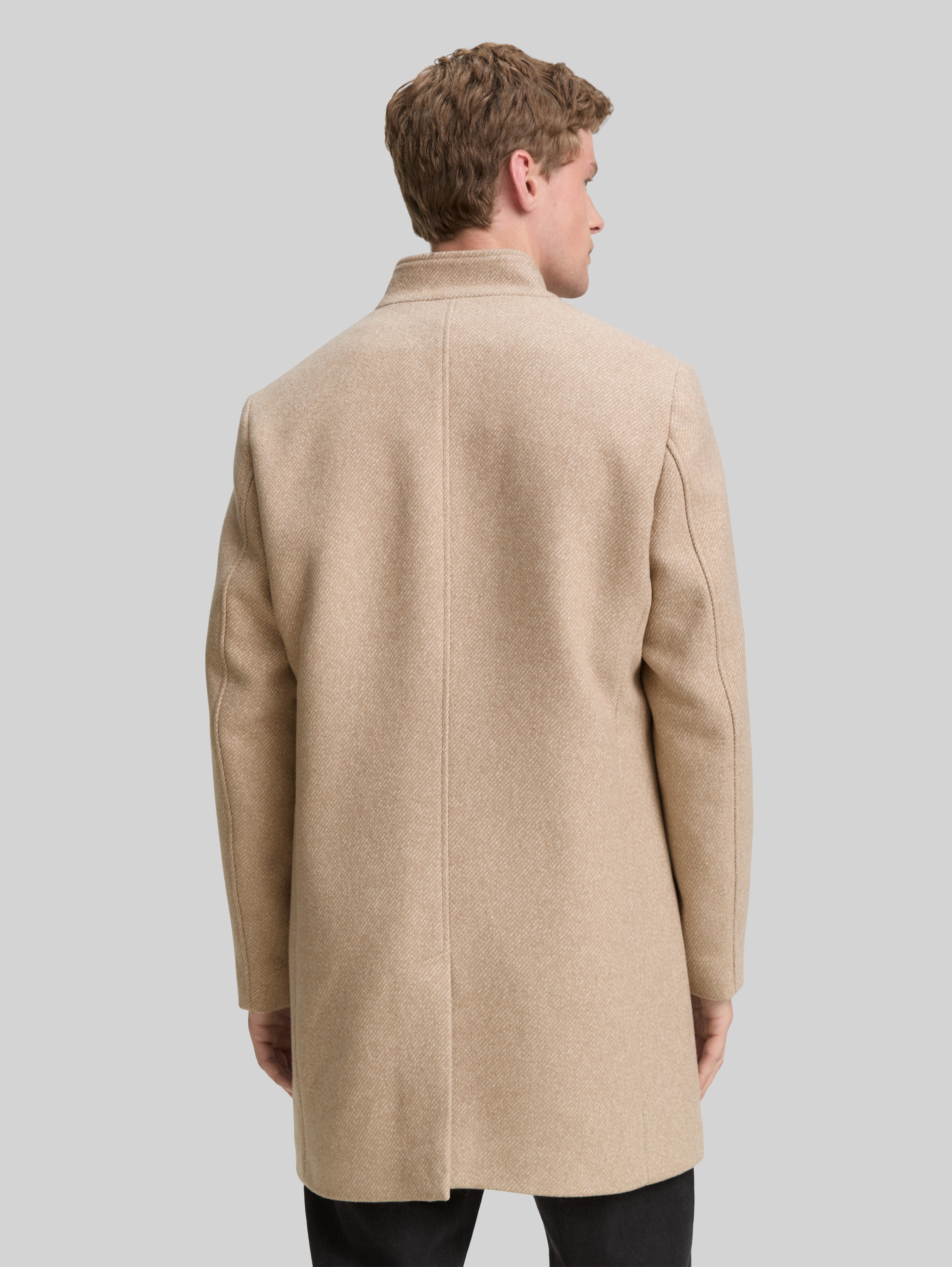 Wool coat with stand-up collar in beige by Tom Tailor