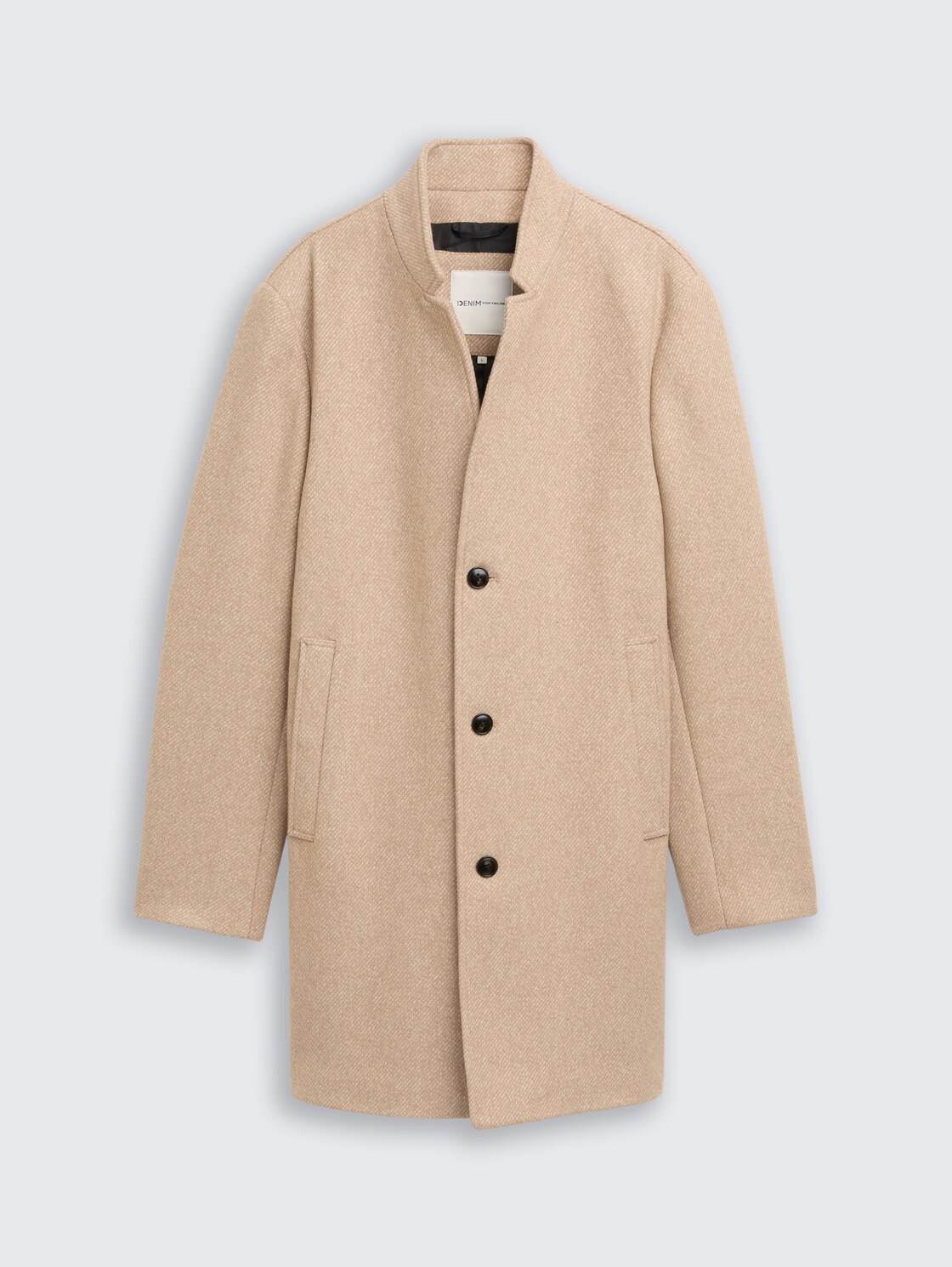 Wollmantel mit Stehkragen - beige off white brushed twill - Vorder-Produkt-Ansicht