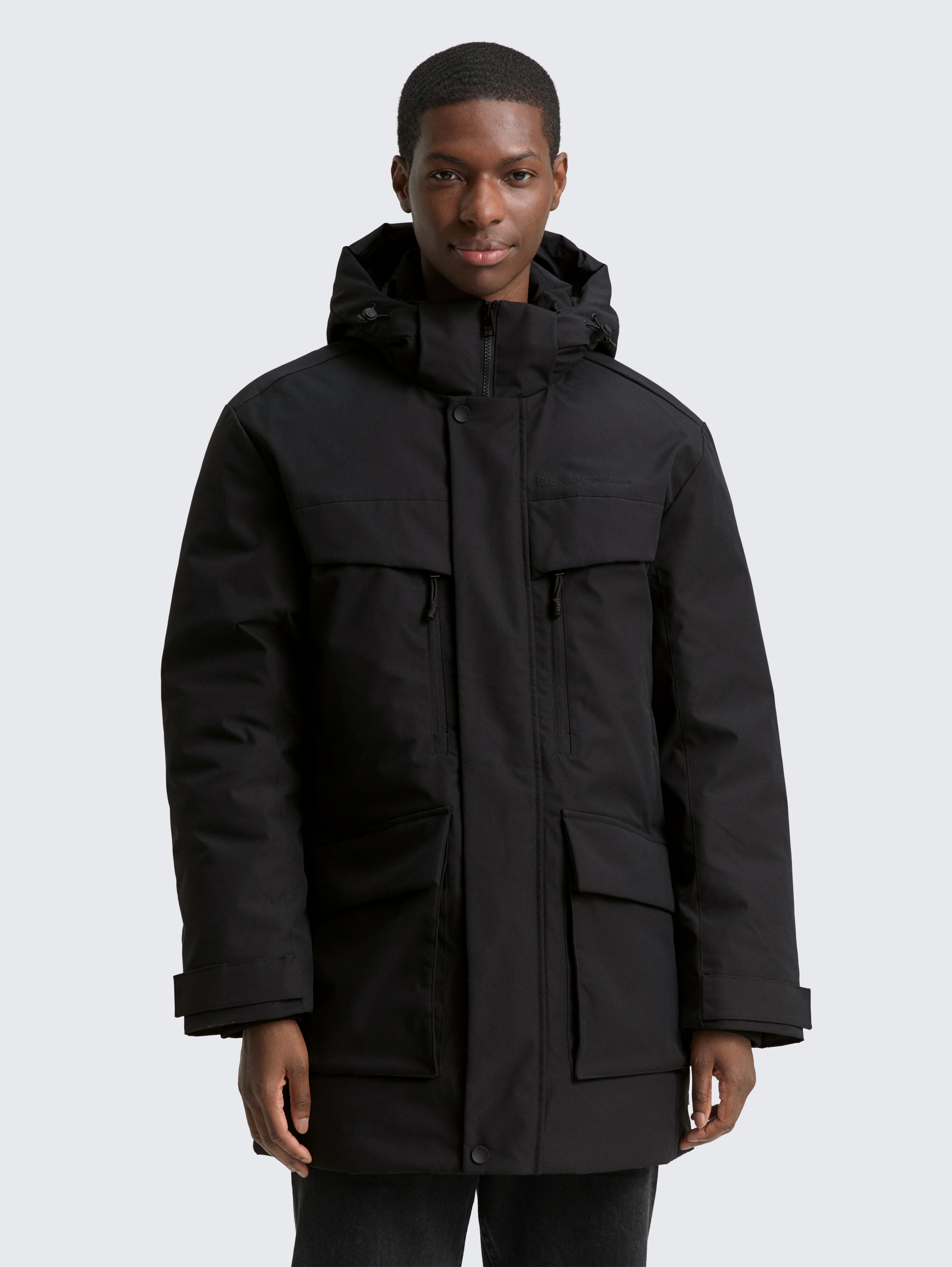 Arctic Parka mit abnehmbarer Kapuze von Denim Male, Black
