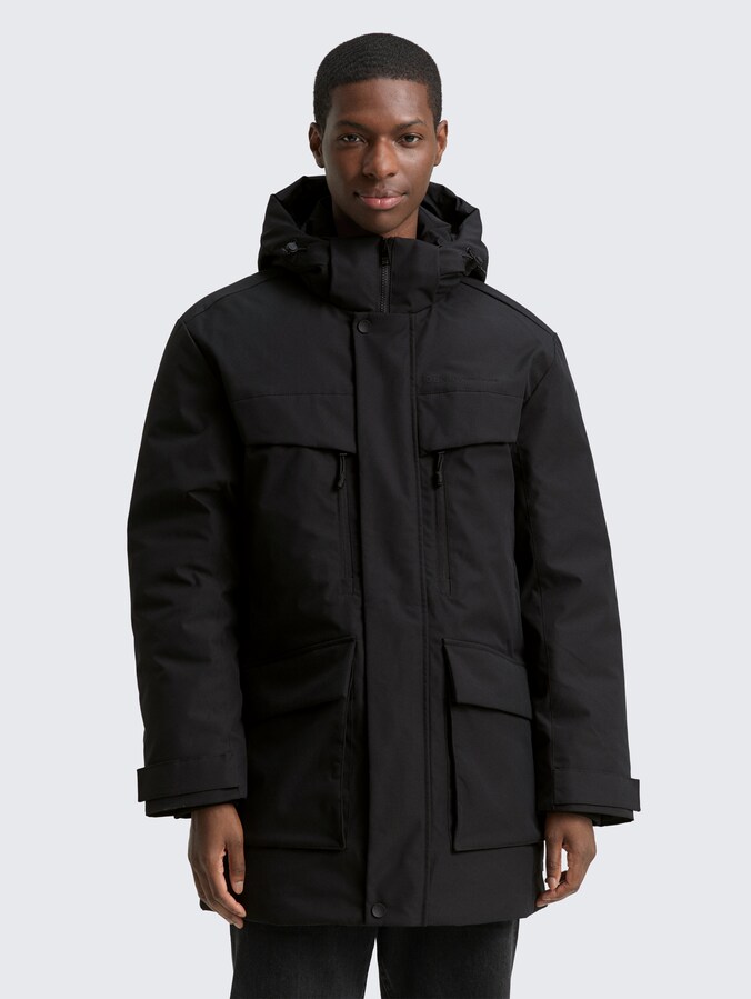 Arctic parka with detachable hood by Denim Male, Black