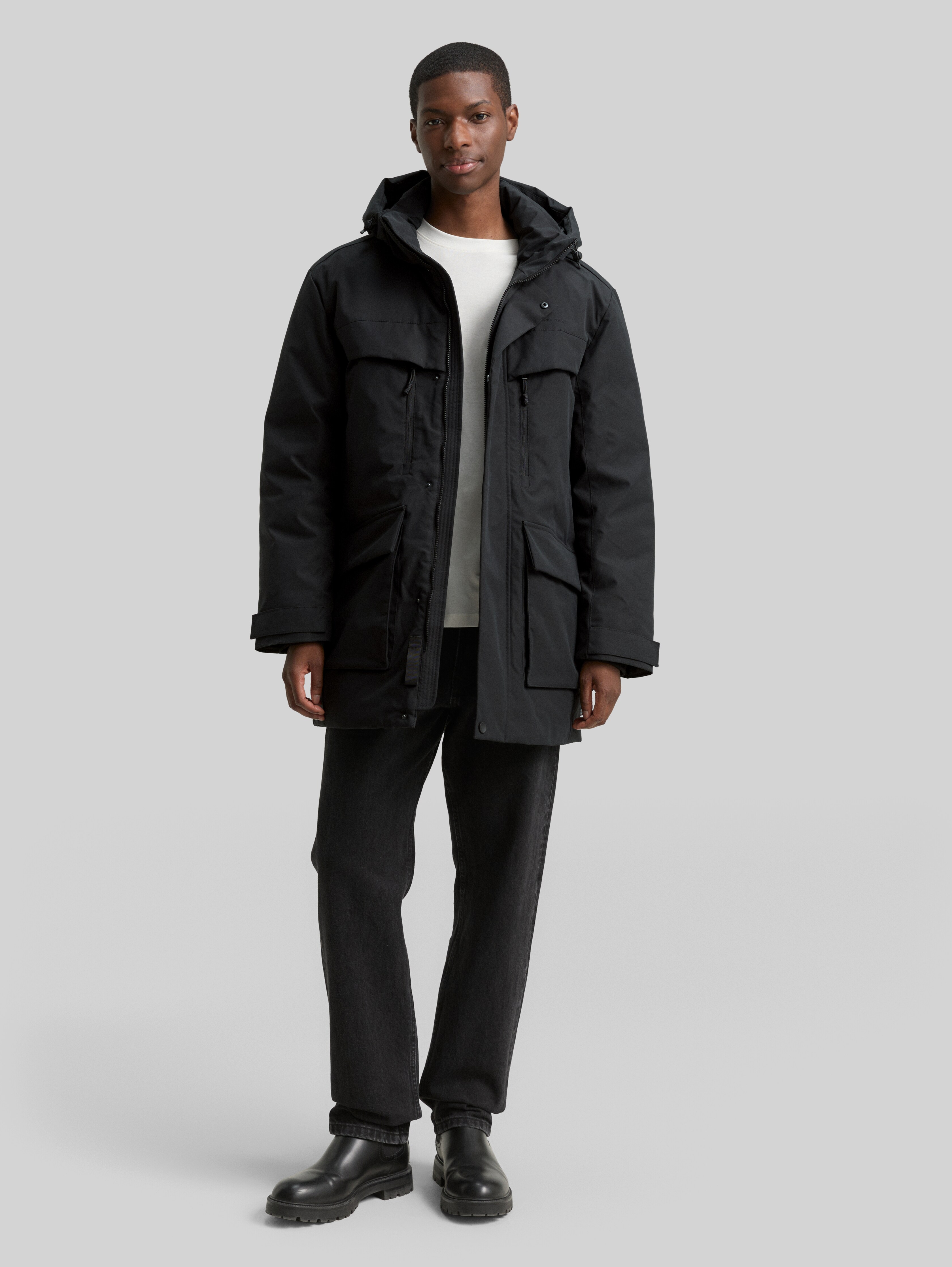 LESS ジャケット・アウター TAILOR セール】『XLサイズ/WEB限定』ウールブレンドラミネートダウンパーカー PARKA LONG ジャケット・アウター