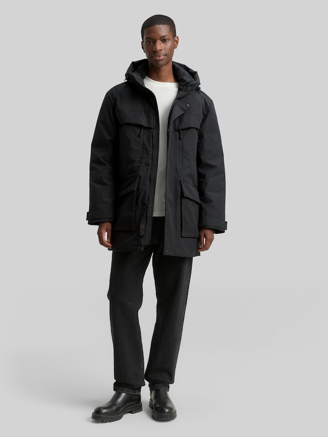 Arctic parka with detachable hood by Denim Male, Black