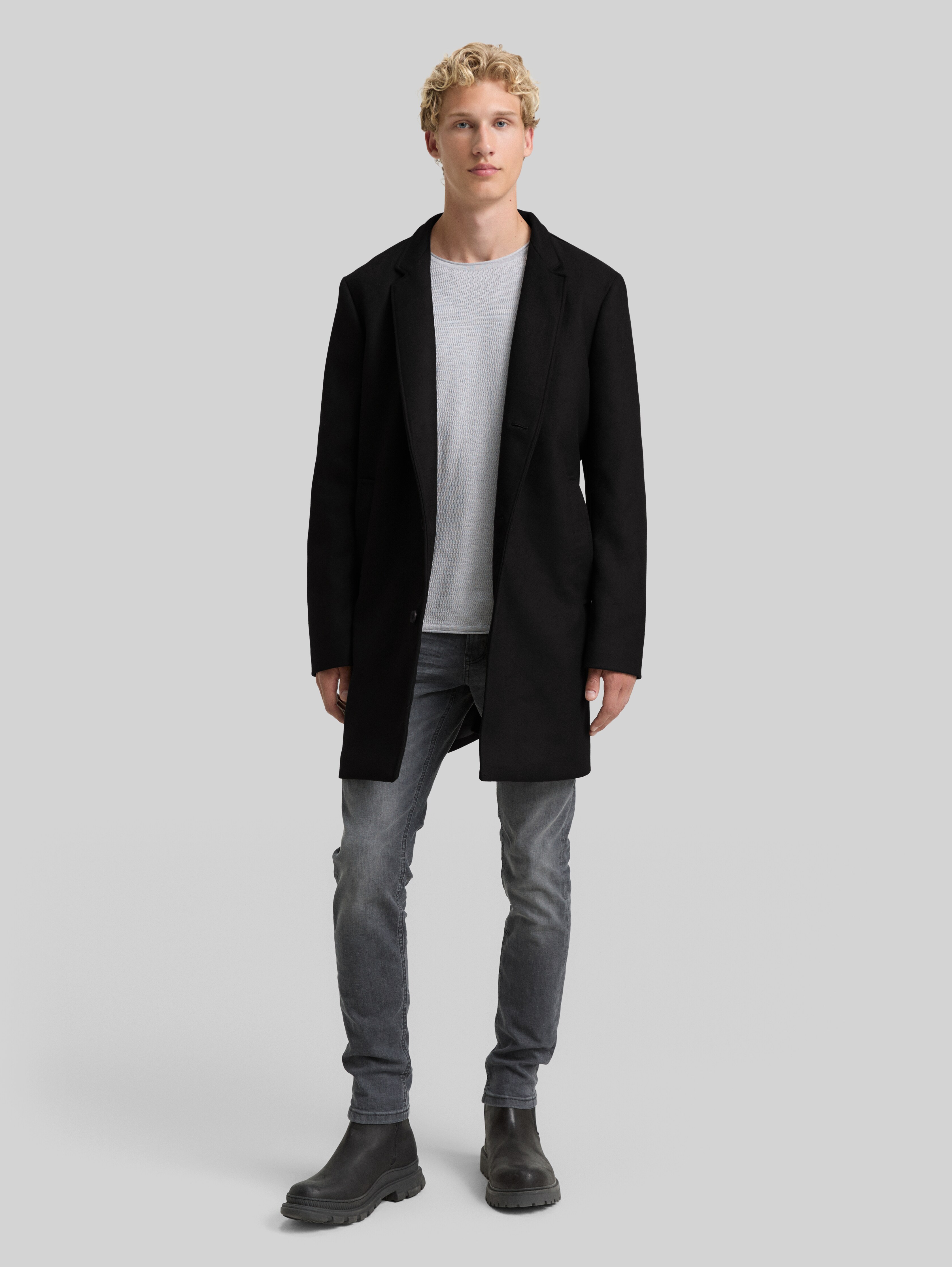 Wool-look coat in black by Tom Tailor
