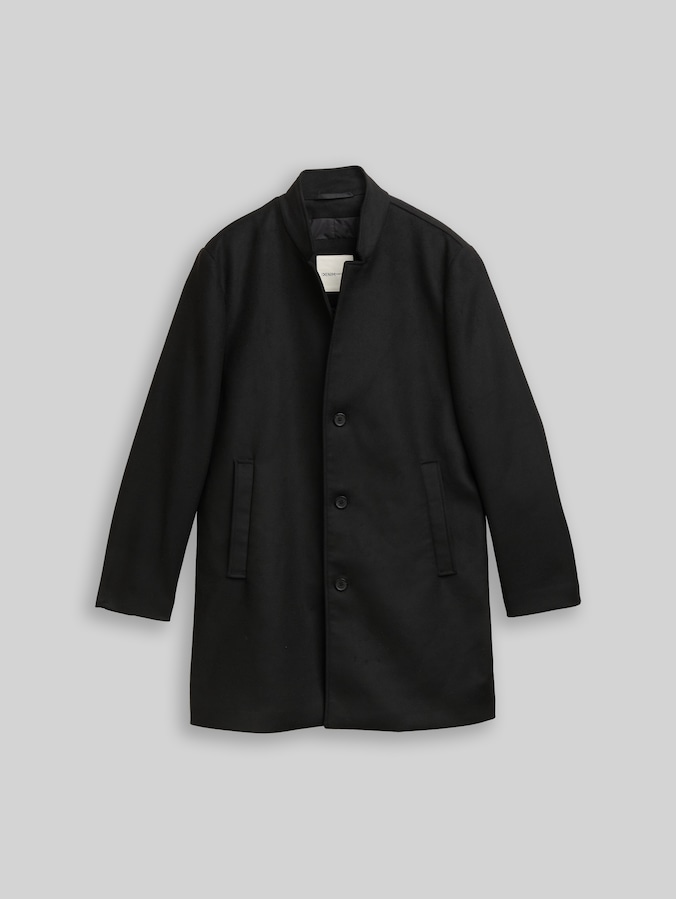 Wool-look coat by Denim Male, Black