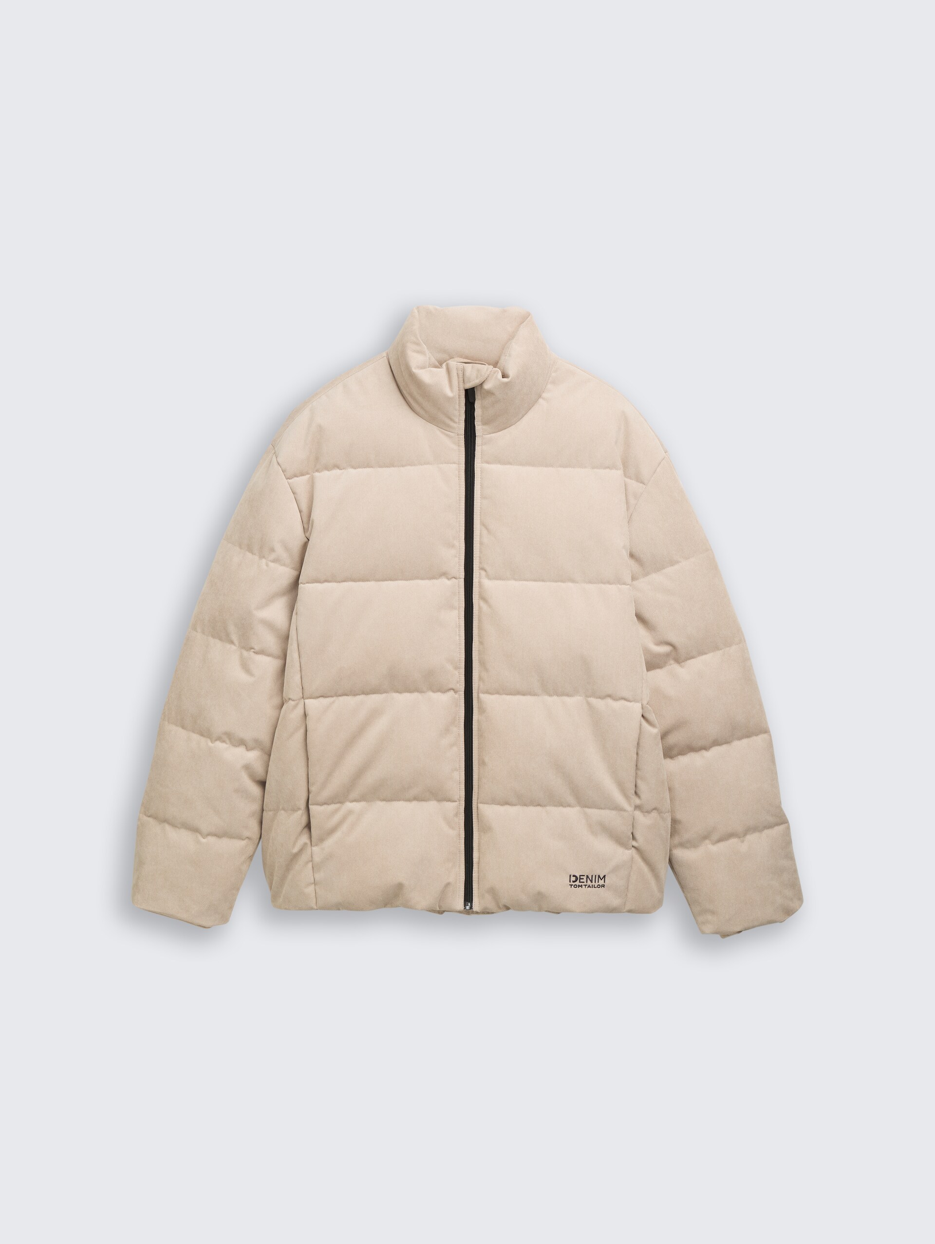 Cord Puffer-Jacke mit Stehkragen - Cashew Beige - Vorder-Produkt-Ansicht