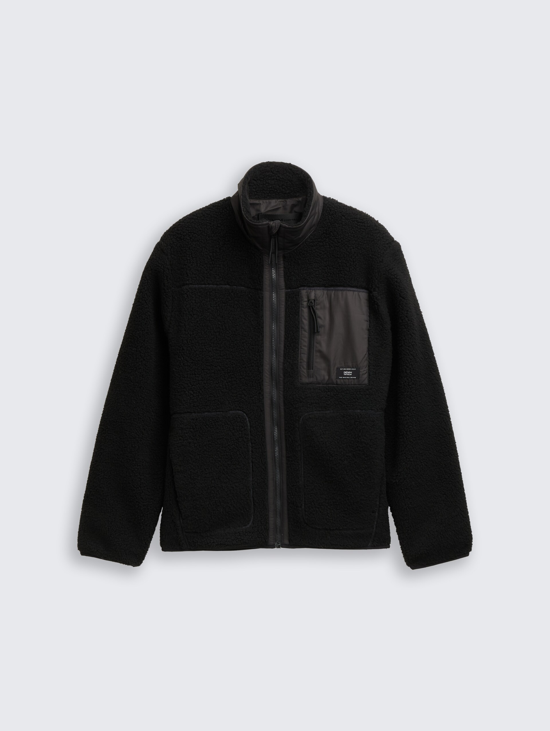 Teddy jas met opstaande kraag - Black - Product vooraanzicht