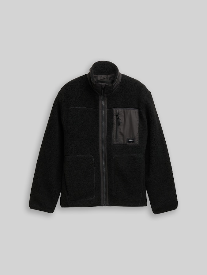 Teddy Jacke mit Stehkragen von Denim Male, Black
