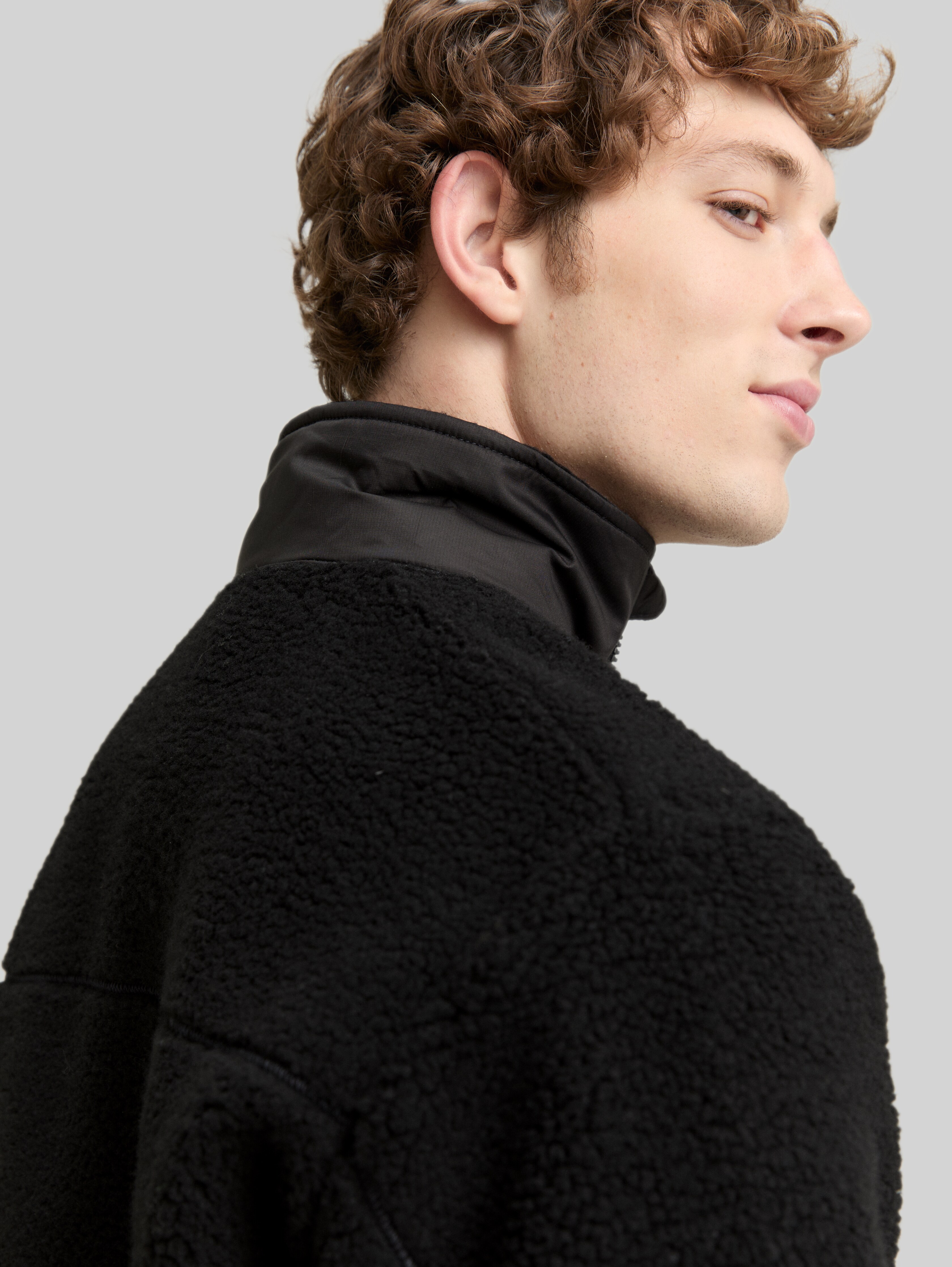 Teddy jacket with stand-up collar in black by Tom Tailor
