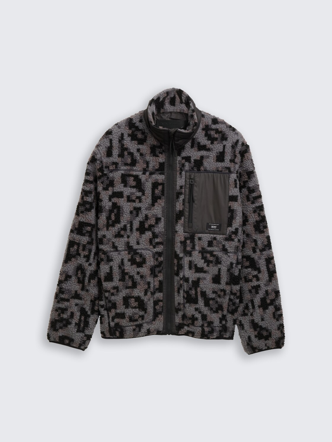 Teddy Jacke mit Stehkragen - night grey big pixel print - Vorder-Produkt-Ansicht