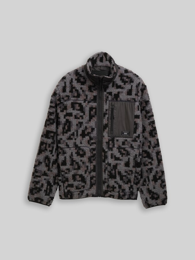 Teddy Jacke mit Stehkragen von Denim Male, night grey big pixel print