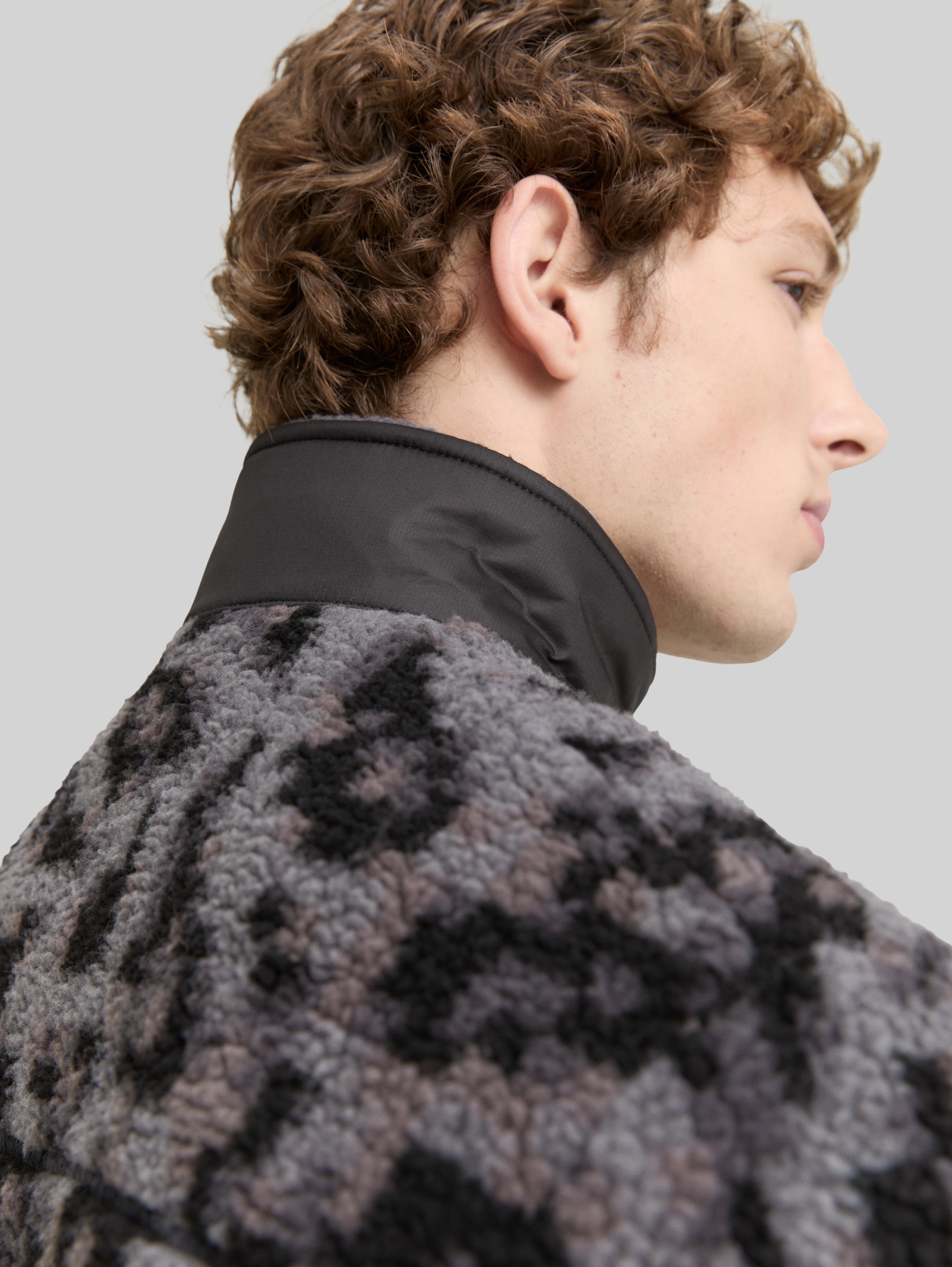 Teddy jacket with stand-up collar in grey by Tom Tailor