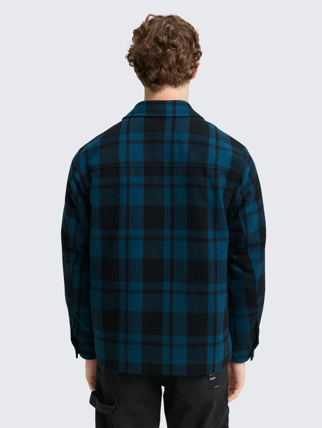 Overshirt Jacke in Woll-Optik - deep pond green dark check - Model-Rückansicht