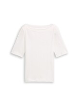 Geselecteerd, T-shirt met boothals door Tom Tailor, wit