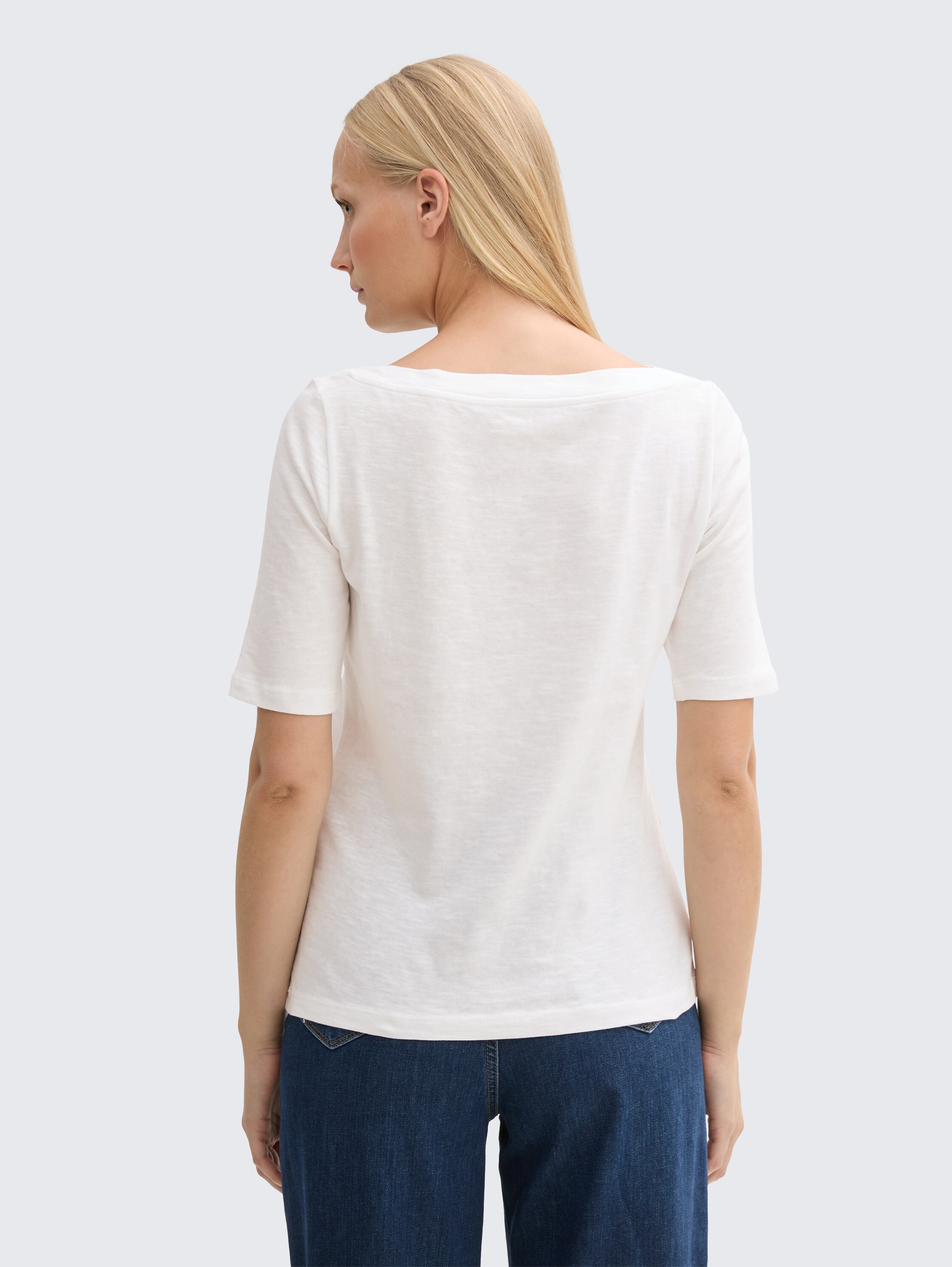 T-Shirt mit U-Boot-Ausschnitt - whisper_white - 