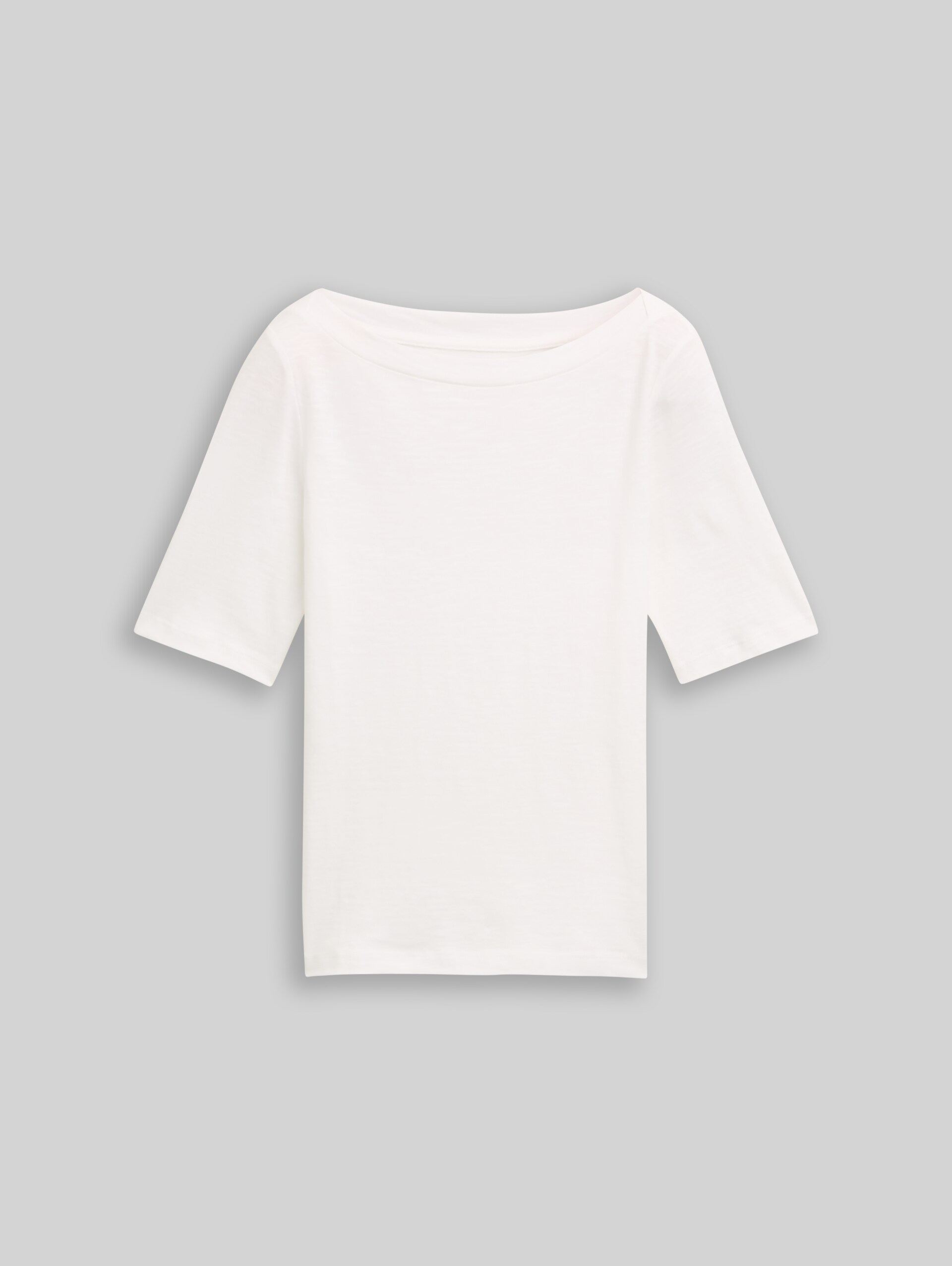 T-Shirt mit U-Boot-Ausschnitt - Whisper White - Vorder-Produkt-Ansicht
