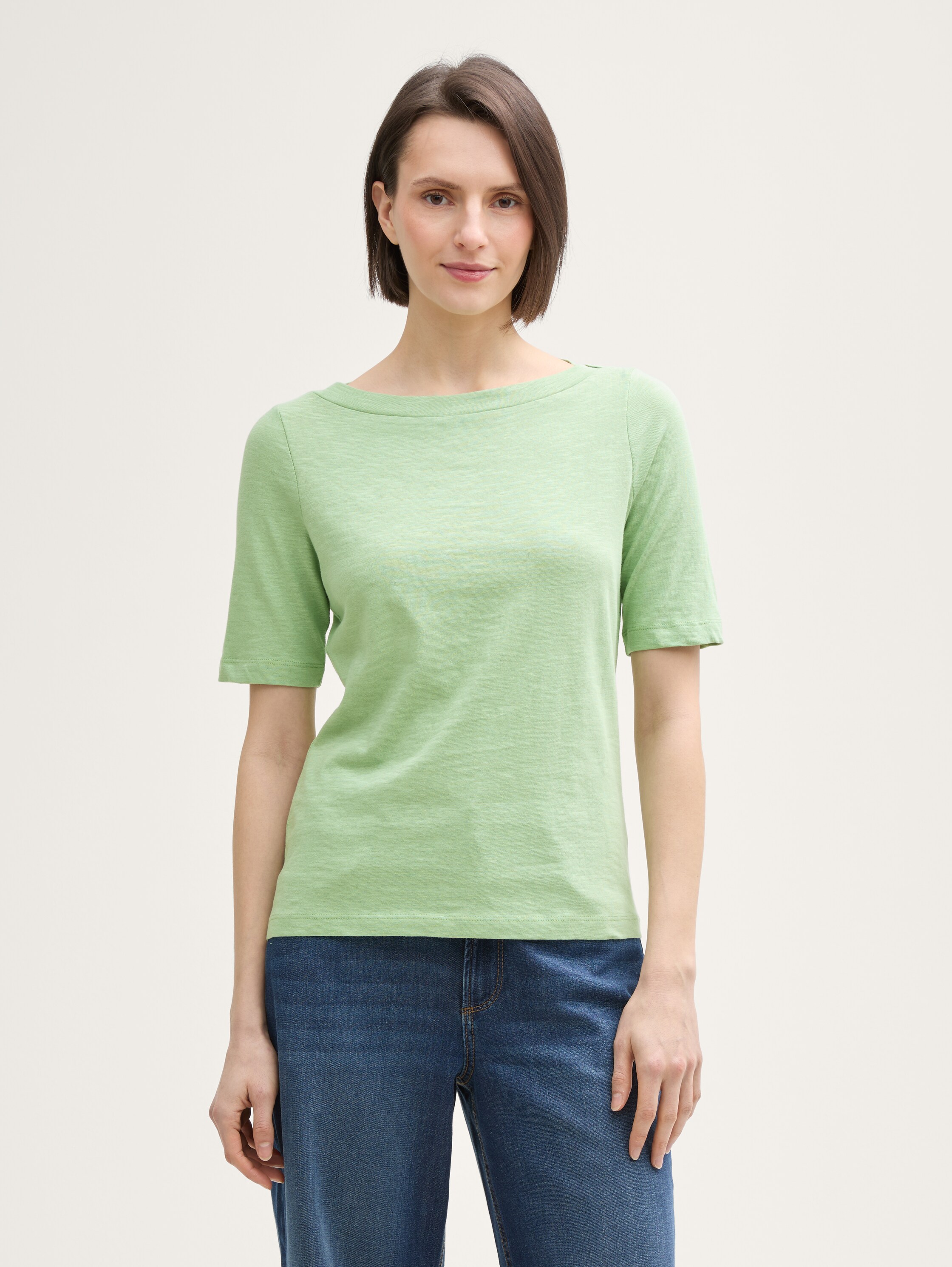 T-Shirt mit U-Boot-Ausschnitt - true_green - 