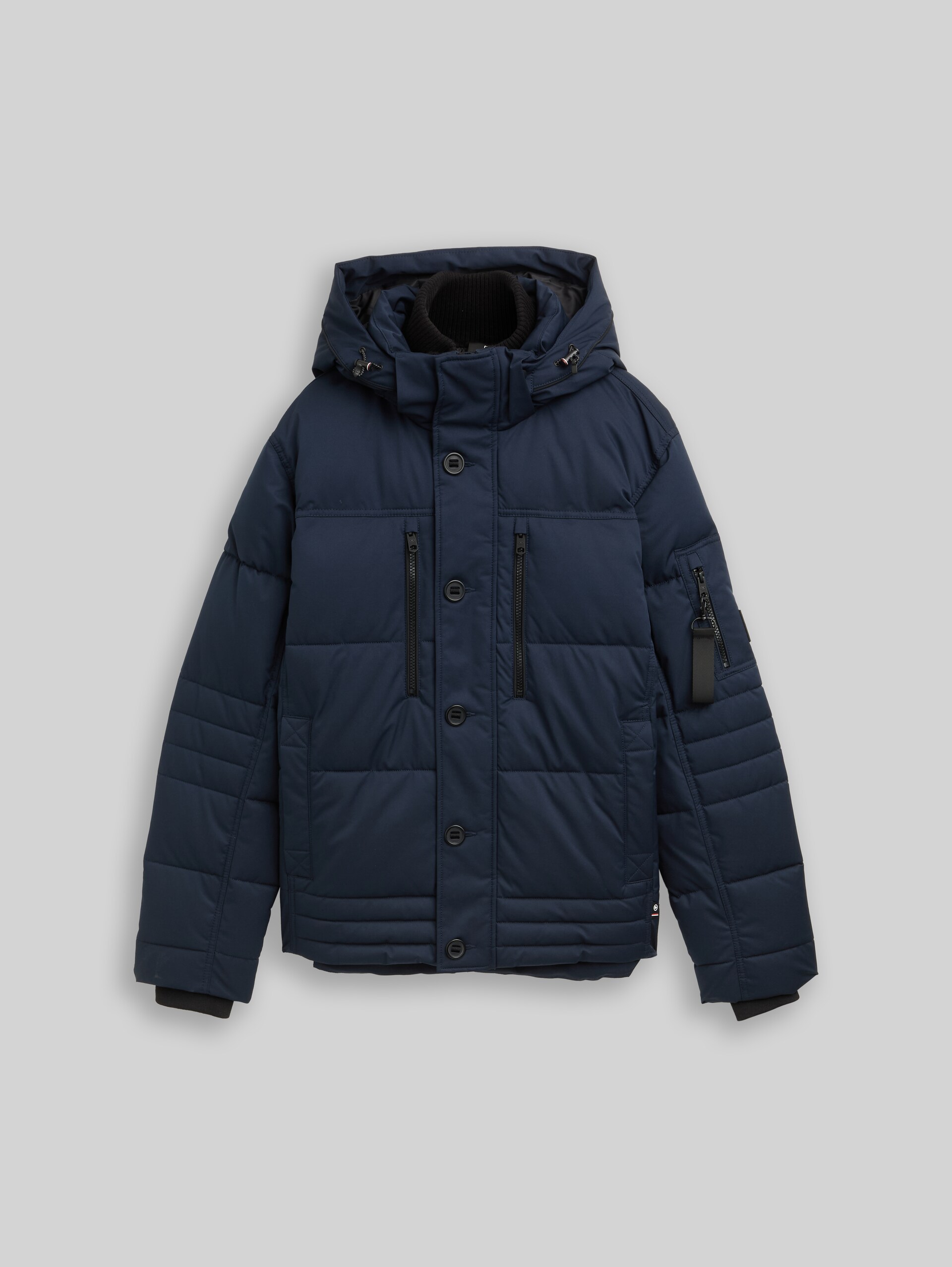 Puffer jacket with detachable hood - sky captain blue - Front product view