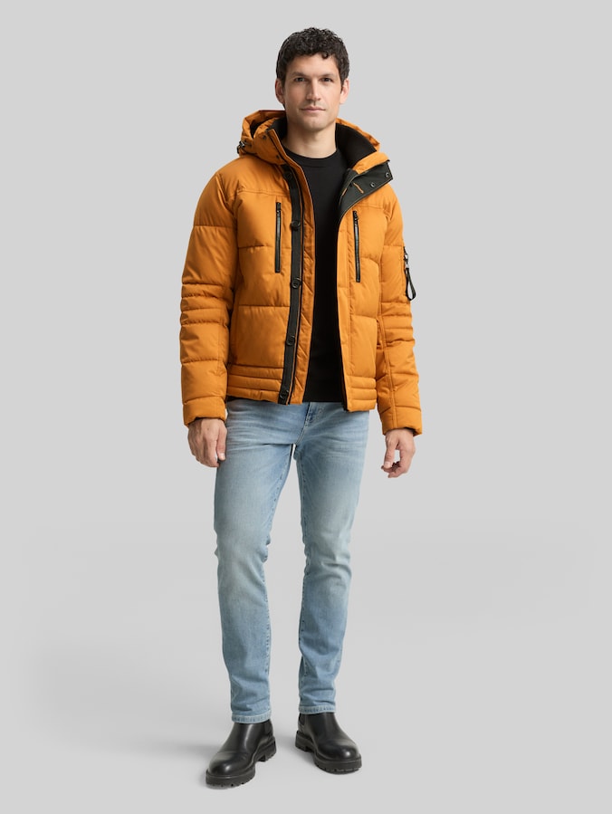 Puffer-Jacke mit abnehmbarer Kapuze von Men, Peanut Butter Brown