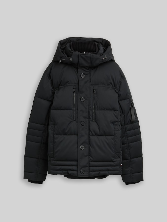 Pufferjas met afneembare capuchon door Men, Black
