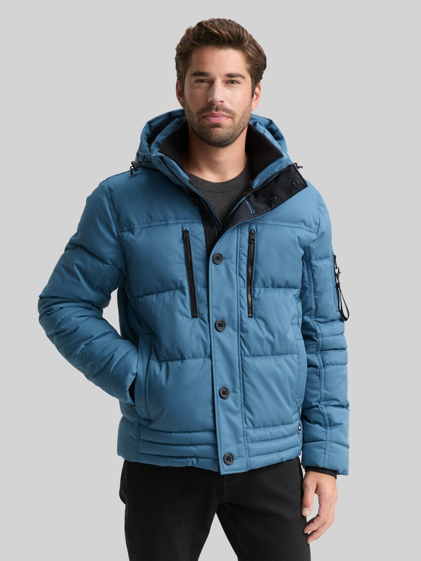 Puffer-Jacke mit abnehmbarer Kapuze von Men, real teal blue
