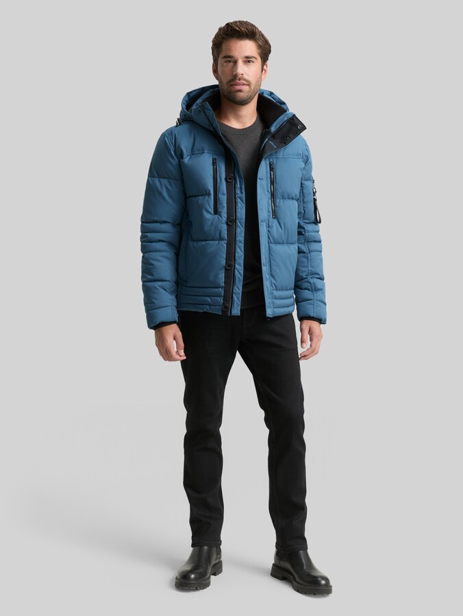 Puffer-Jacke mit abnehmbarer Kapuze von Men, real teal blue