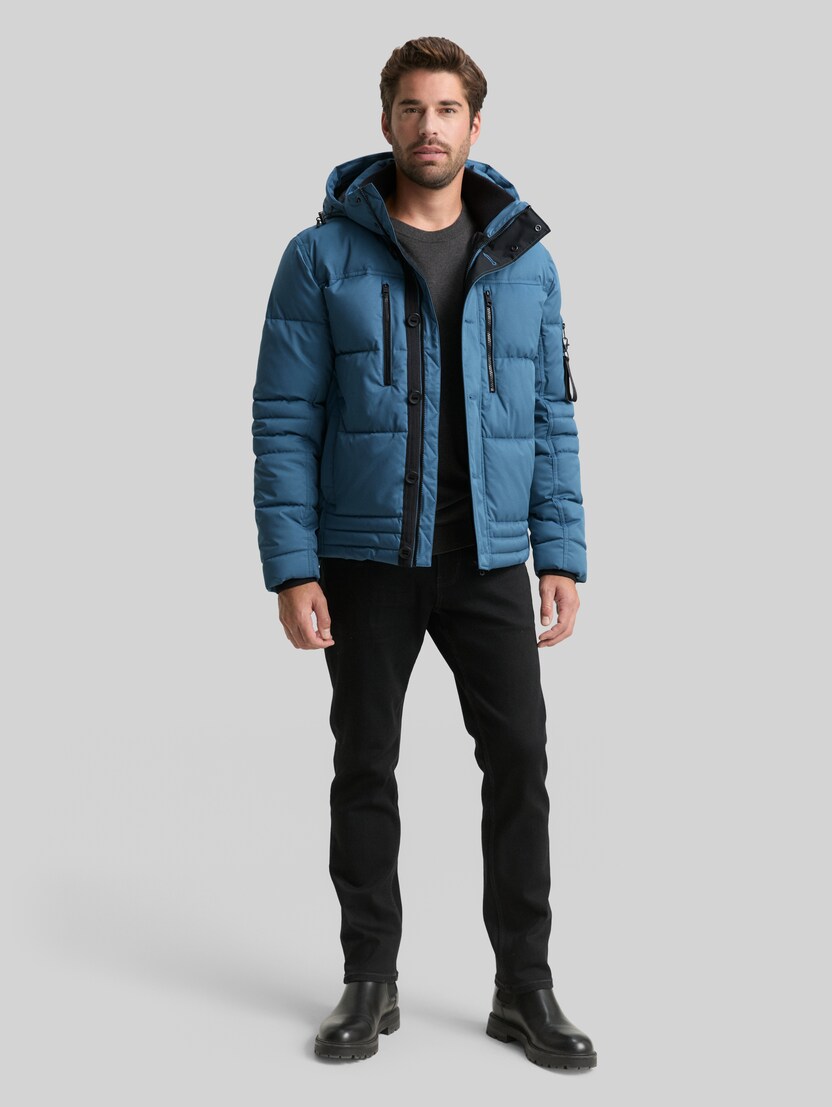 Puffer-Jacke mit abnehmbarer Kapuze von Men, real teal blue