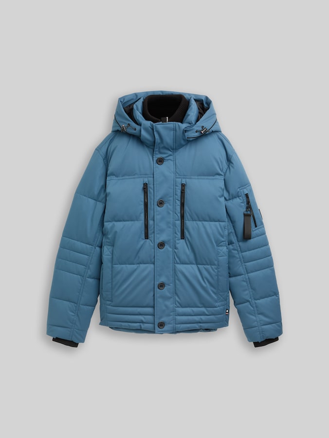 Puffer jacket with detachable hood by Men, real teal blue