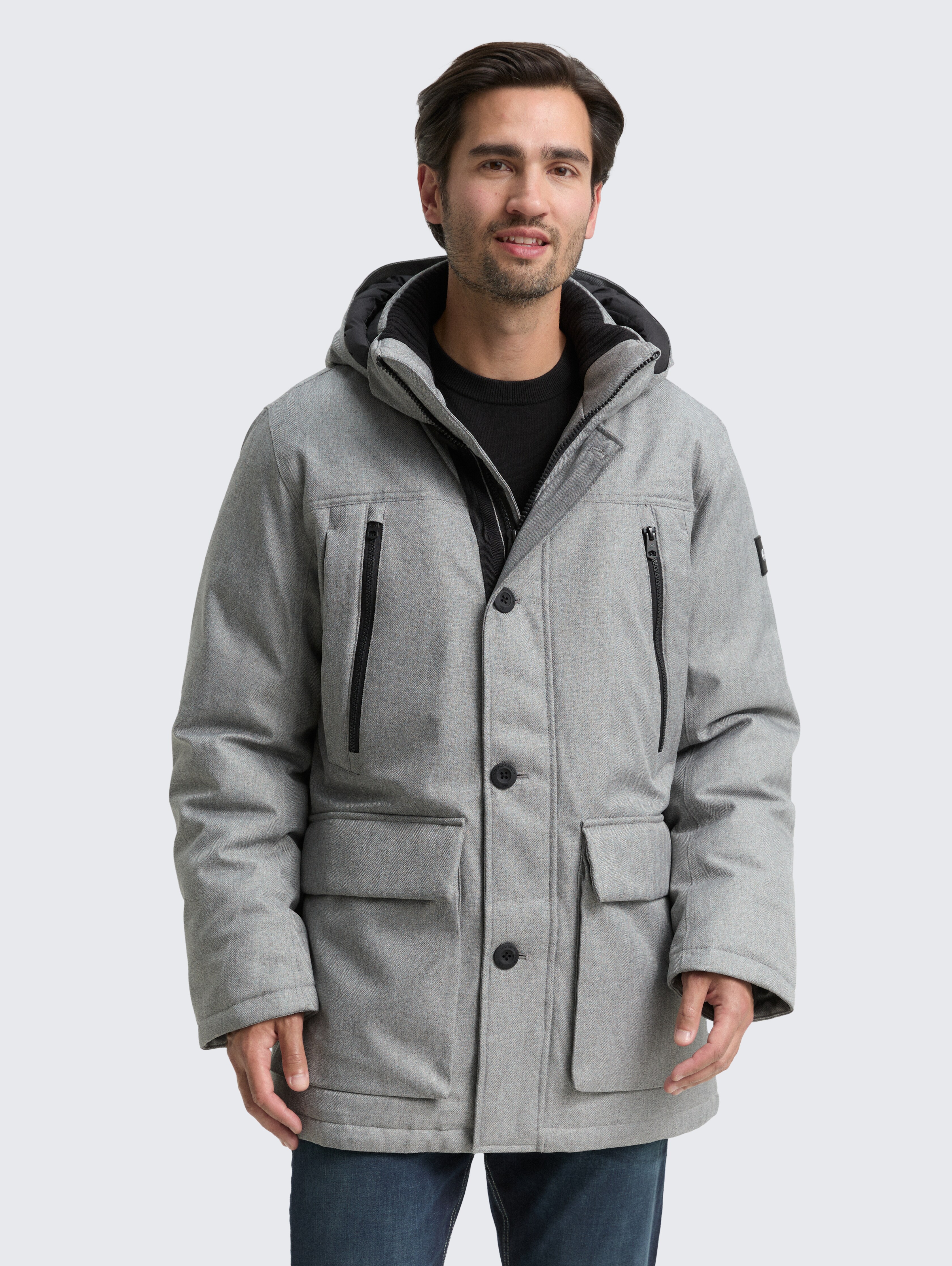Arctic Parka mit abnehmbarer Kapuze von Men, grey melange herringbone